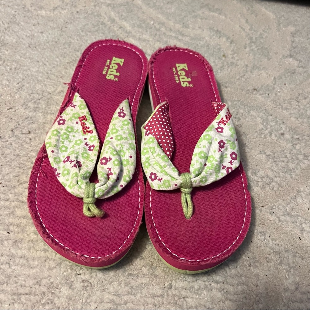 Keds Pink and Green Floral Sandals Size 6 Beach Cruise Whimsy
